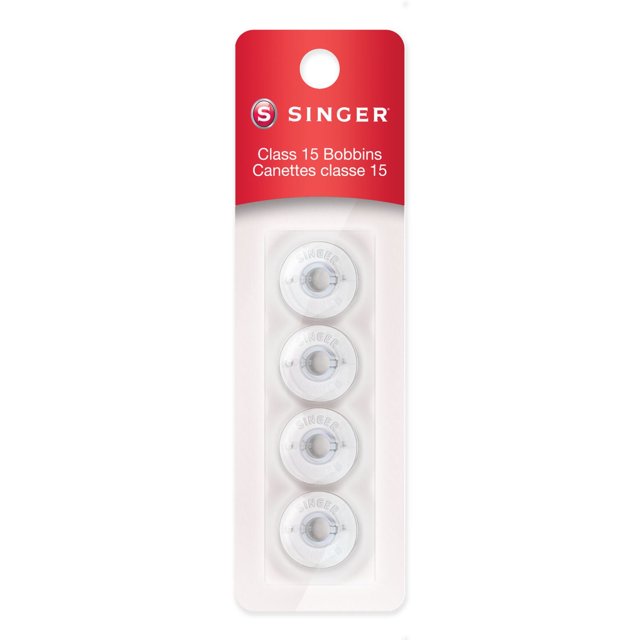 SINGER® Class 15 Bobbins-Plastic, Transparent, 4 pack