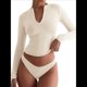 thumbnail image 2 of Top Corto de Larga con Cuello en V y Cremallera de un Cuarto para Mujer, Moda de Otoño 2025 Colorante de Avena L, 2 of 8