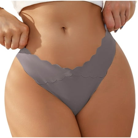 Women s Fashion Sexy Traceless Transparent Low Waist-string Panties Thong  Seamless Comfort  Skin-friendly Material  for Daily Wear  Underwear  Tanga  Briefs  Womans Plus Size Tops | Dark Gray L