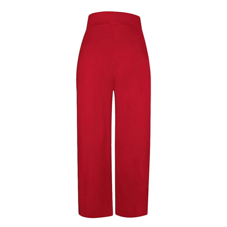 Dropship 100% Cotton Red Thicken Women's Pants High Waist Wide-leg Warm  Pants For Women 2022 Winter Pockets Street Casual Female Trousers to Sell  Online at a Lower Price