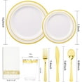 thumbnail image 2 of 350 Pieces White and Gold Plastic Plates - 50 Guest Thanksgiving Dinnerware Set Include 100 Plates, 50 Gold Plastic Silverware, 50 Gold Napkins and 50 Gold Rim Cups for Thanksgiving, 2 of 17