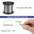 thumbnail image 2 of Uxcell 1/32" (0.8mm) 800ft (244m) Cable de Acero Inoxidable 304, Cuerda de Alambre 7 x 7 con Carrete, 2 of 6