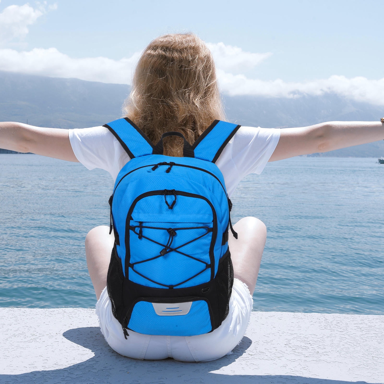 FOMIYES Oxford Cloth Sports Backpack with Shoe Compartment for Basketball Soccer Baseball Storage Blue