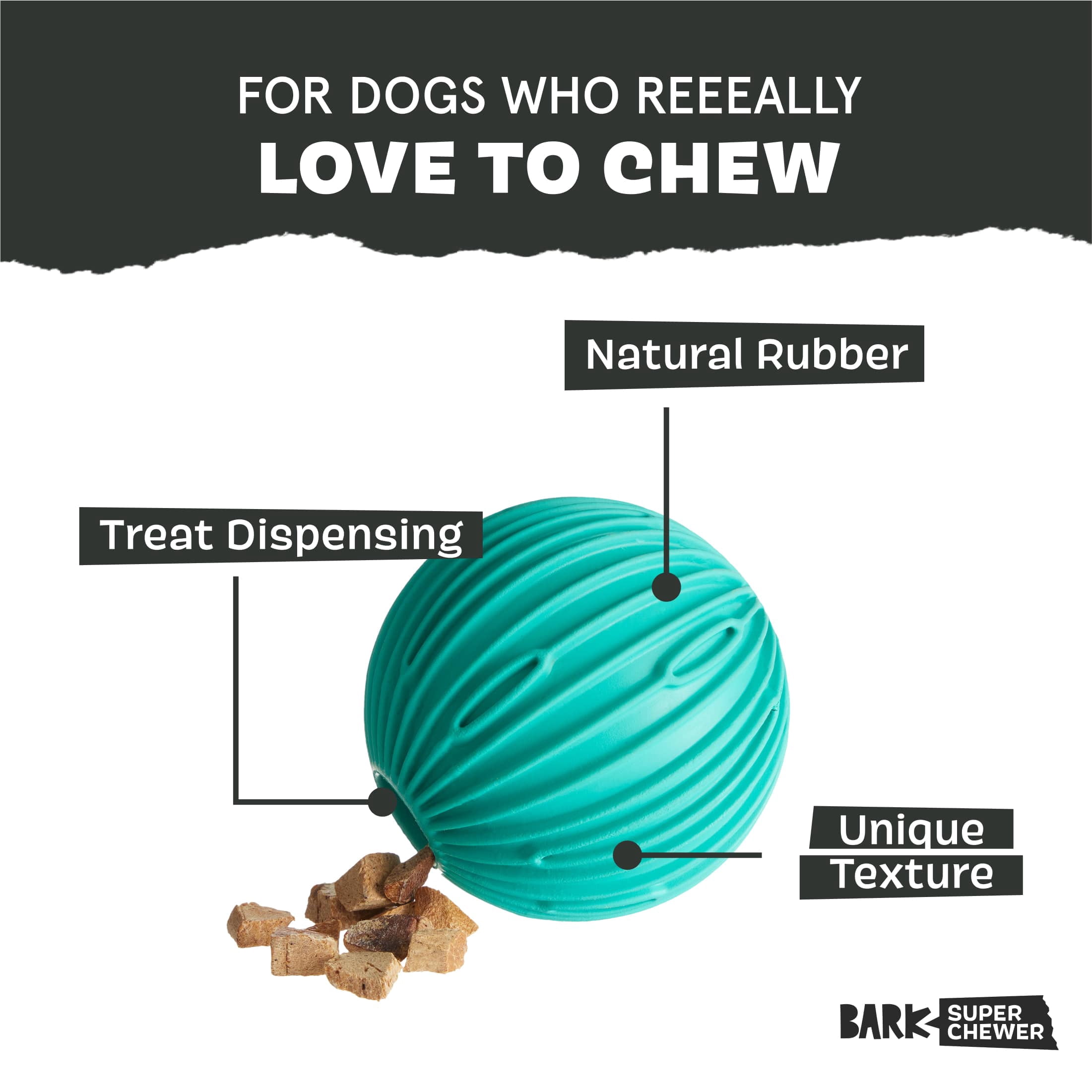 BARK Super Chewer Sea Foam Reef Ball Green Rubber Dog Toy