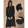thumbnail image 2 of DARING DIVA Flowy Midi Lantern Fall Winter Dress M Black, 2 of 6