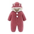 thumbnail image 1 of Combinaison une-Pièce Hiver Nourrisson Tout-Petit Bébé Manches Longues à Capuche avec Oreilles Combinaison à Fermeture Éclair Nouvelle Combinaison Décontractée d'Hiver Rouge-1 12-18 Mois, 1 of 5