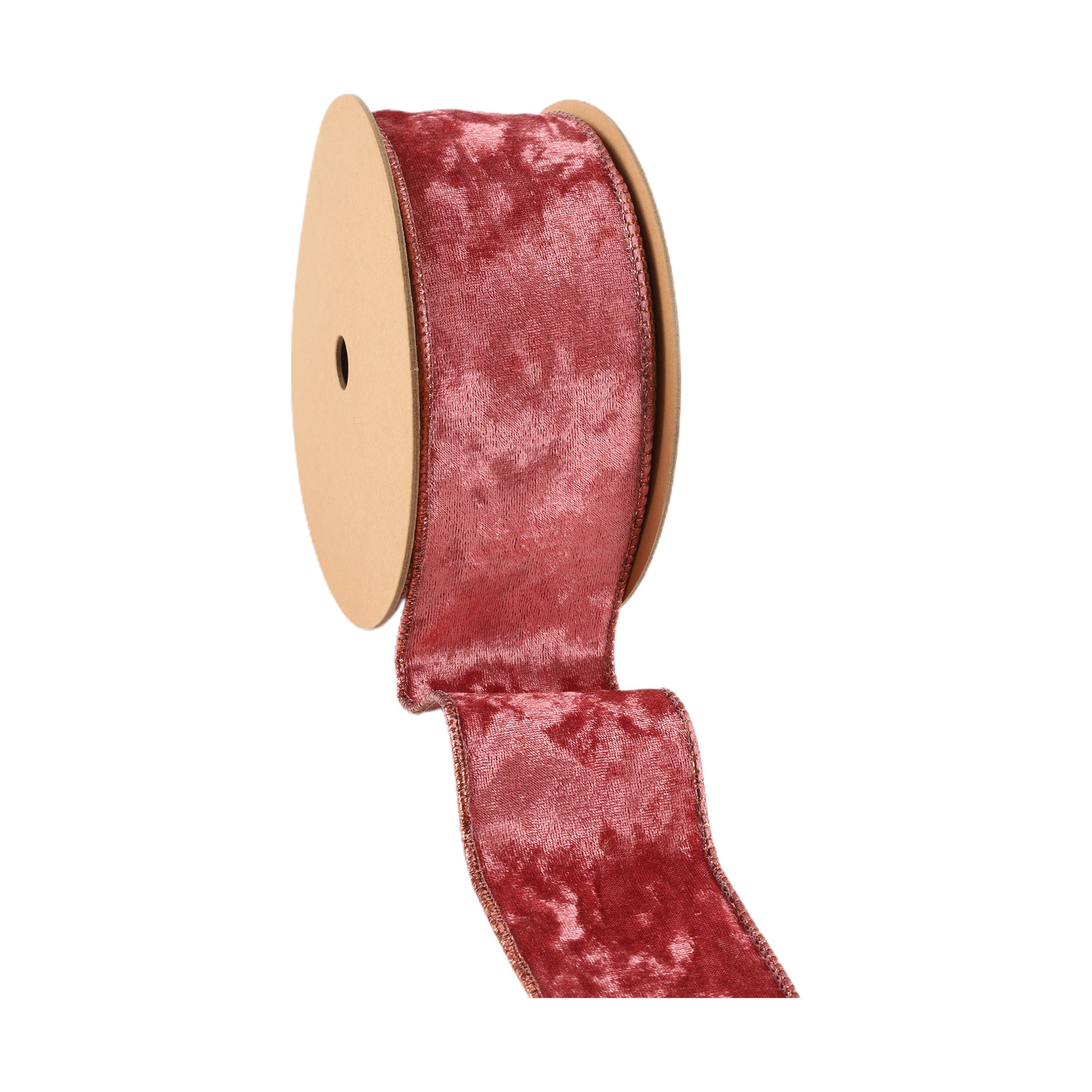 LaRibbons 2 1/2" Reversible Frosted Velvet Wired Ribbon, Rose/Rose, 10 Yard Roll