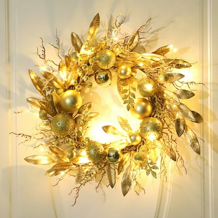 

ECHOYY Christmas Decoration Wreath Red And Gold Christmas Wall Hanging Front Door Christmas Decoration Pendant
