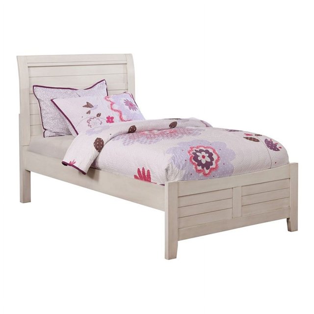 Roseberry Kids Lit Simple en Bois de Transition avec Tête de Lit Incurvée en Blanc
