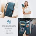 thumbnail image 2 of Wallet Case Compatible with Samsung Galaxy Note 10 Plus, Multifunctional Magnetic Closure Folio Case, [RFID Blocking] Durable PU Leather Flip Lanyard Strap Wristlet Zipper Card Holder Case, Blue, 2 of 10