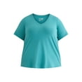 thumbnail image 6 of Terra & Sky Women’s Plus V-Neck Tee with Short-Sleeves, 2-Pack, Sizes 0X-5X, 6 of 7