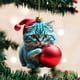 thumbnail image 3 of Figuras de gato de Navidad, decoración bonita y encantadora, árbol de decoración para gato, decoraciones colgantes para coche, 3 of 5