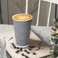 thumbnail image 4 of BYSNOW 100 Pack 16 oz Coffee Cups with Lids, Disposable Insulated Hot Cups To Go Paper Coffee Cups, Corrugated Ripple Wall Cup for Hot Drink, Office,, 4 of 6
