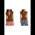 thumbnail image 3 of Blusa de Corta con Botones y Dobladillo con Volantes para Mujer, Estilo Bohemio Y2K, Estilo Cárdigan con Ribete de Encaje, para Verano Marrón Oscuro L, 3 of 7