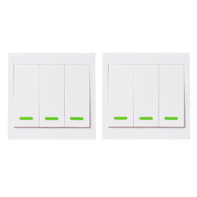 2 Pack Émetteur de Télécommande RF Sans Fil 433MHz, Panneau Mural Type 3-CH 86 avec Encodage EV1527, Portée de 100m, pour Appareils SONOFF 433MHz (Excepté T1 US), Idéal pour Escalier/lit/entrée, Inclus