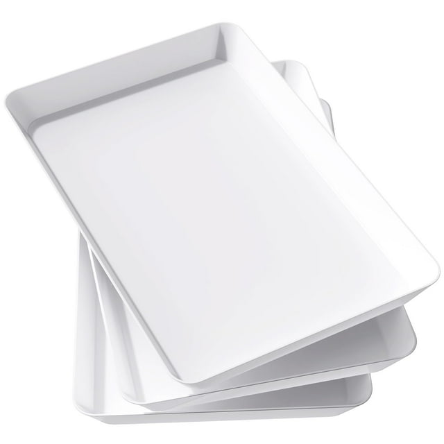 Bandeja para servir Lifewit de plástico, 3 unidades, blanca, para fiestas, 38 x 25 cm