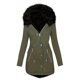 thumbnail image 1 of Parkas de manga larga para mujer, chaqueta con botones y cordón, con cremallera y doble bolsillo, de felpa, con capucha y manga larga, de algodón, 1 of 8