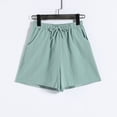 thumbnail image 1 of Pantalones cortos de algodón y lino para mujer, pantalones de verano con forma de A y pierna ancha, pantalones deportivos de talla grande, pantalones casuales holgados de cintura alta, 1 of 6