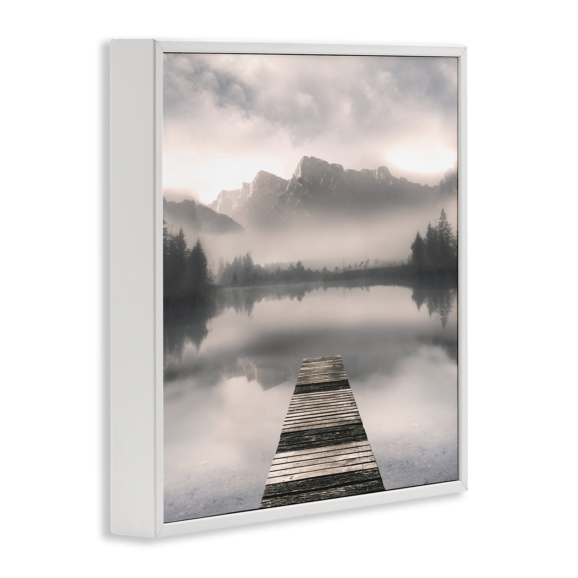 Stupell Industries Calm Reflective Waters & Mountains White Framed Giclee Art, design by Irene Weisz
