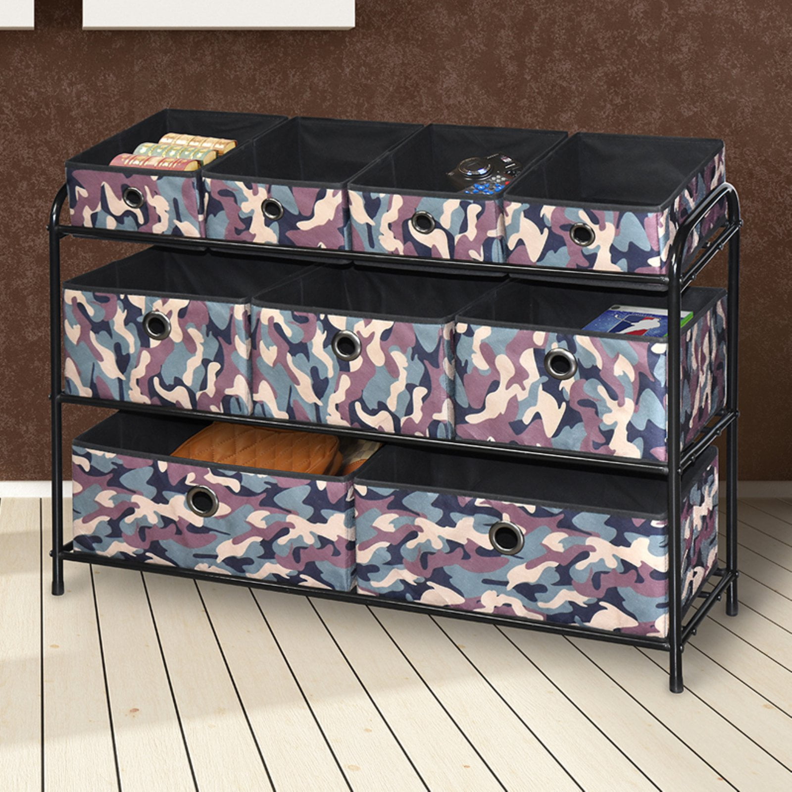 BINTOPIA DELUXE STORAGE RACK WITH FABRIC BINS