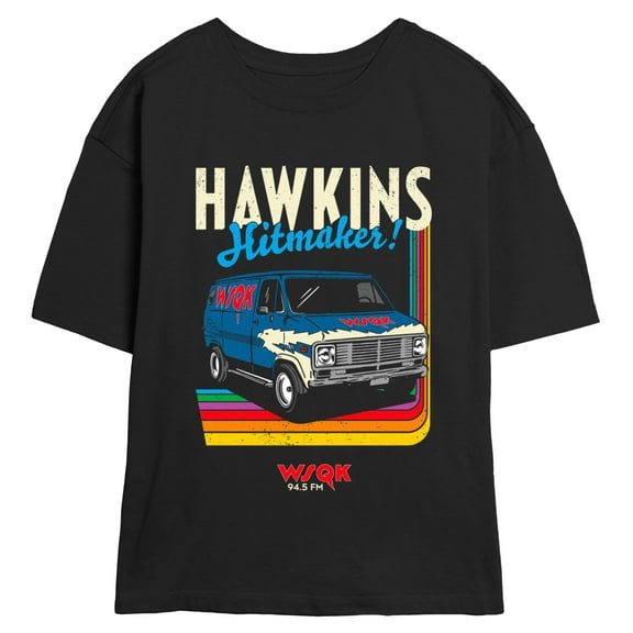 Netflix Juniors' Stranger Things Distressed Vintage Hawkins Hitmaker T Shirt