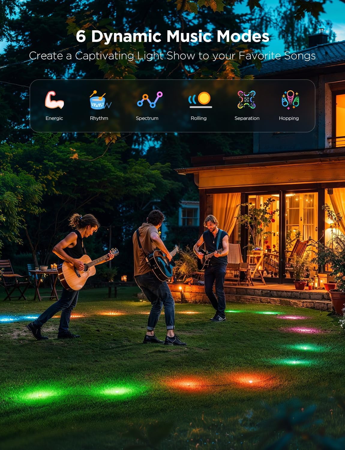 Govee Outdoor Ground Lights 2, 15 Pack RGBIC Pathway Lights with 100LM Warm White, IP67 Waterproof, 63 Scene Modes, Works with Alexa, Google Assistant