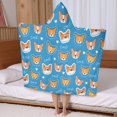 thumbnail image 5 of Cartoon Corgi Hooded Bath Towel，50"x30" for Ages 3 To 12 Kids, Quick Dry Lightweight Soft Microfiber Hood Beach Towel Cover Up for Kids, 5 of 7