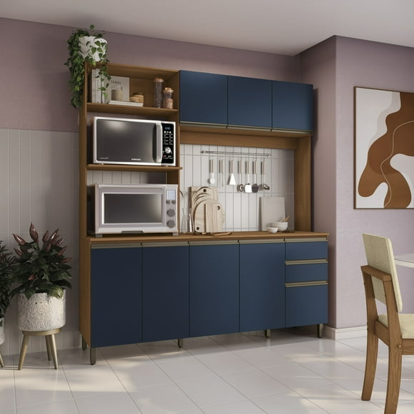 Cocina Integral Kappesberg Luna 192.5cm Canela/Azul