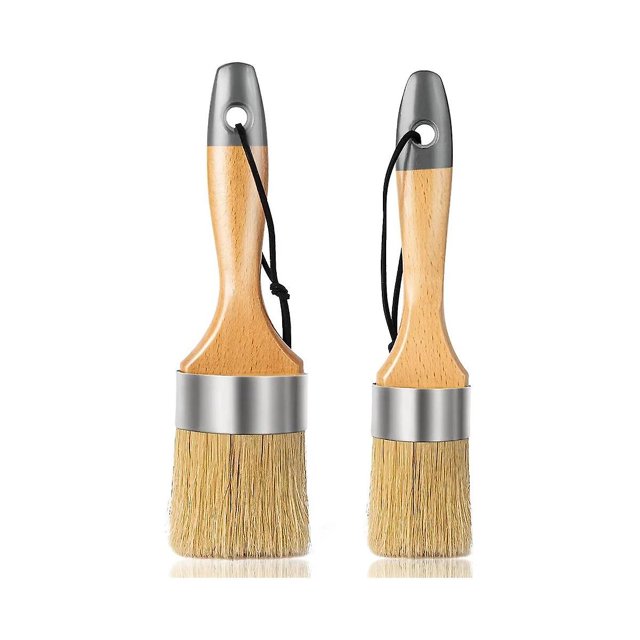 Pincel para cera y tiza (juego de 2), pinceles para cera y pintura de tiza para muebles, manualidades, cerdas naturales
