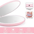 thumbnail image 7 of HTSQYL Travel Mirror with Light, Rechargeable 1x/10x Compact Magnifying Mirror, Dimmable Pocket Mirror,3.5inch Travel Size,Portable for Handbag,Purse,Gift,Pink, 7 of 7