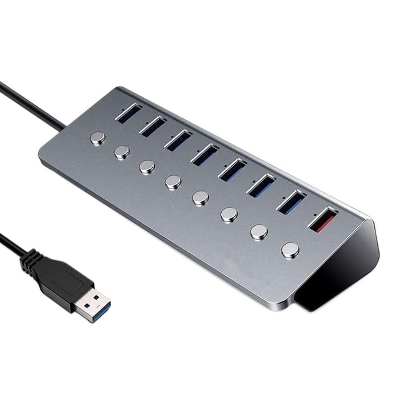 USB Hub 7 USB3.0 5Gbps+1XUSB Charging Port Splitter Extension with Switch External Power Supply -