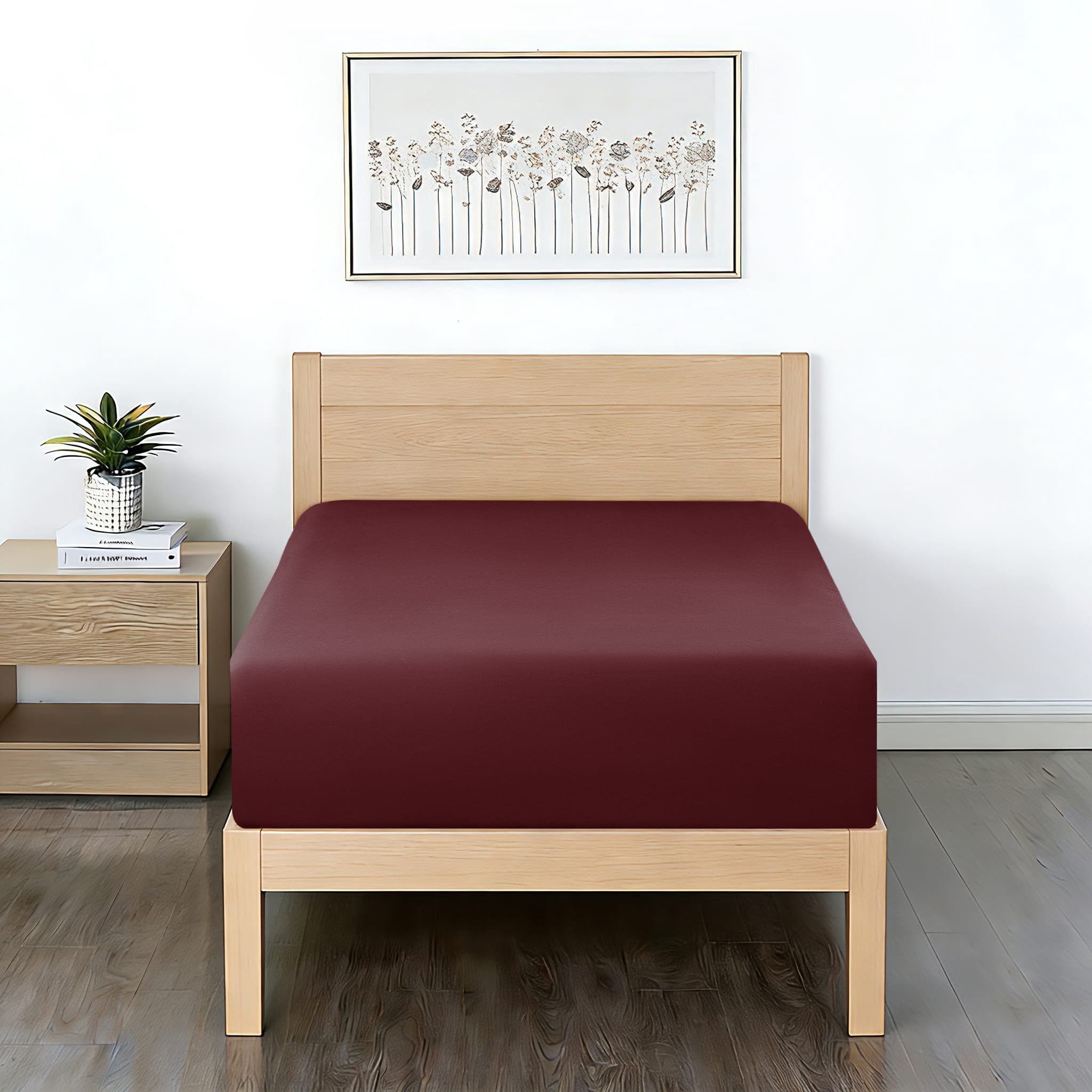 Mainstays Super Soft Microfiber 2-Pack Fitted Sheet, Twin-XL, Grey Stone/ Luscious Red Merlot, 2 Piece