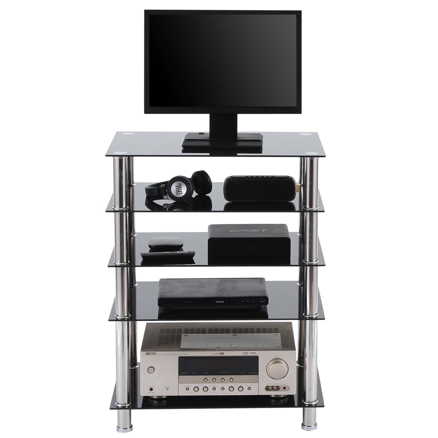 Modern Black Glass Tv Stand For Tvs Up To 28 Inch Audio Cabinet Walmartcom Walmartcom