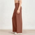 thumbnail image 4 of Wide Leg Yoga Pants for Women High Waisted Pleated Comfy Stretchy Work Dress Pants Casual Loose Pull on Sweatpants Brown XL, 4 of 5