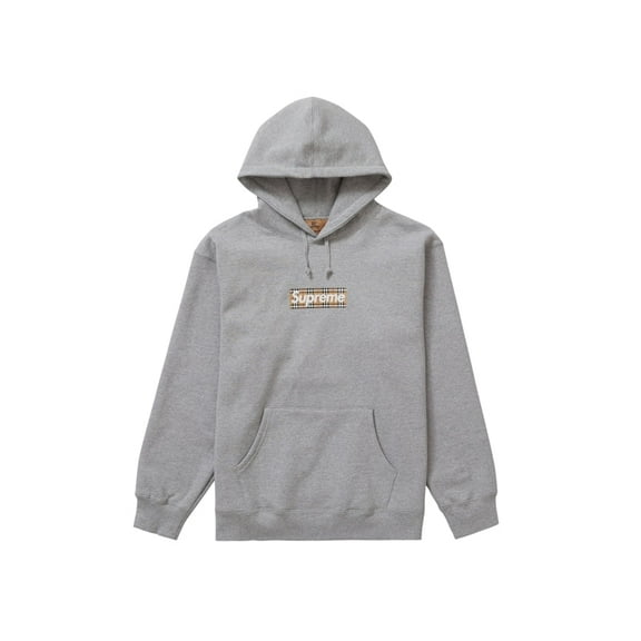Supreme Men's Burberry Box Logo Hooded Sweatshirt Heather Grey, from StockX