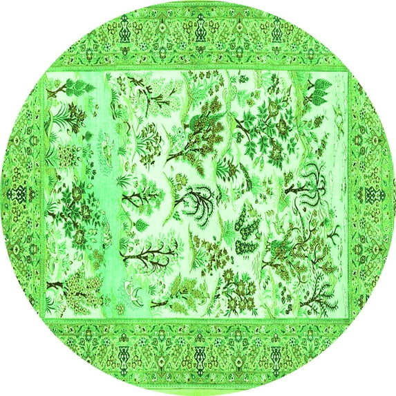 Ahgly Company Indoor Round Animal Green Traditional Area Rugs, 5' Round
