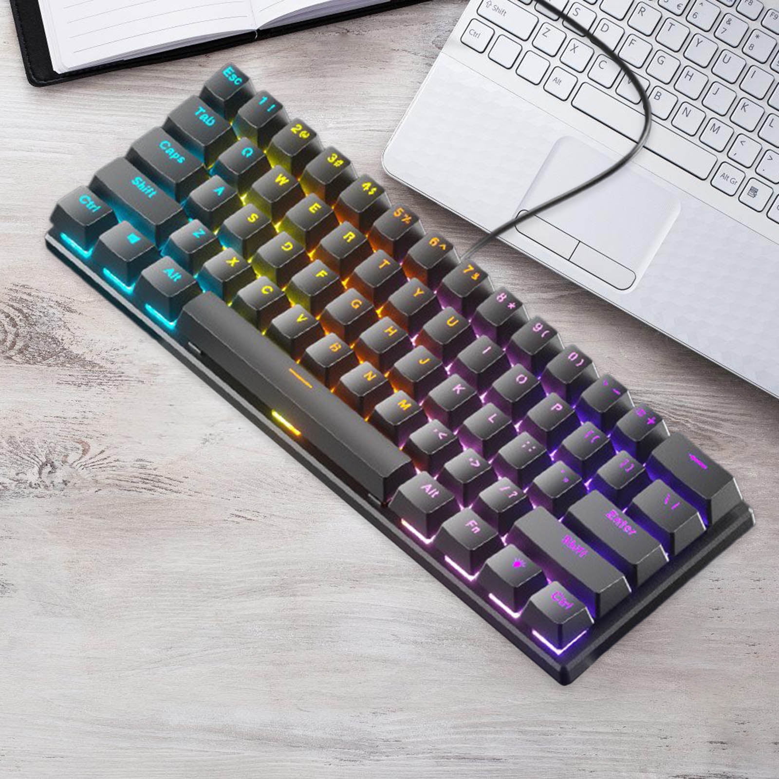 Mechanical Gaming Keyboard with LED Backlit Keyboard 61 Key Corded Computer Keyboard for Laptop PC Work