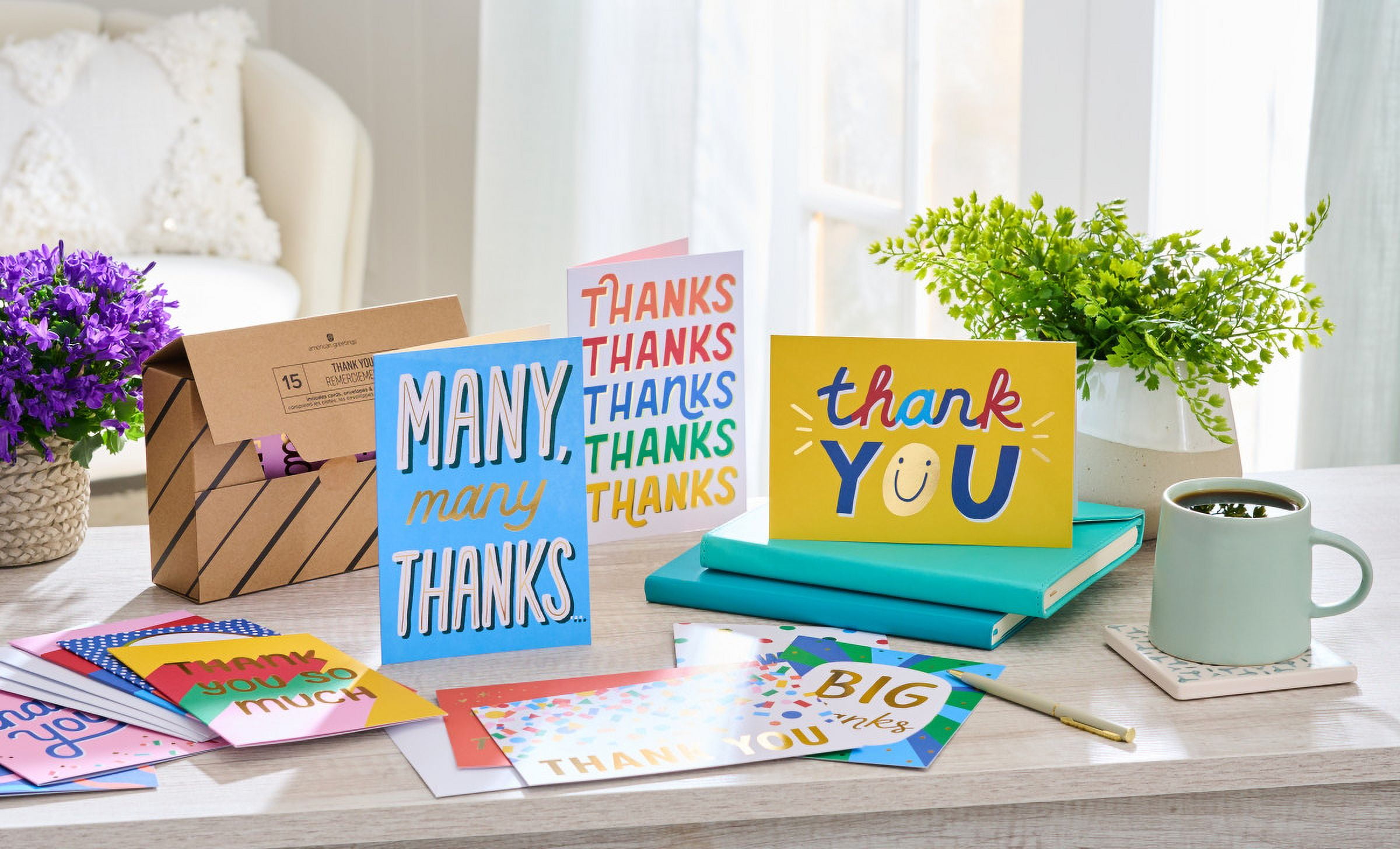 American Greetings - Assortiment de 15 cartes de remerciements avec enveloppes et cachets (Gros merci)