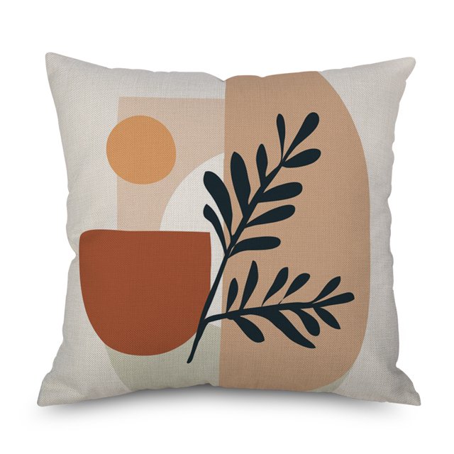 Taie d'Oreiller en Lin Simple Créative Feuille Abstraite Housse de Coussin Carrée 30