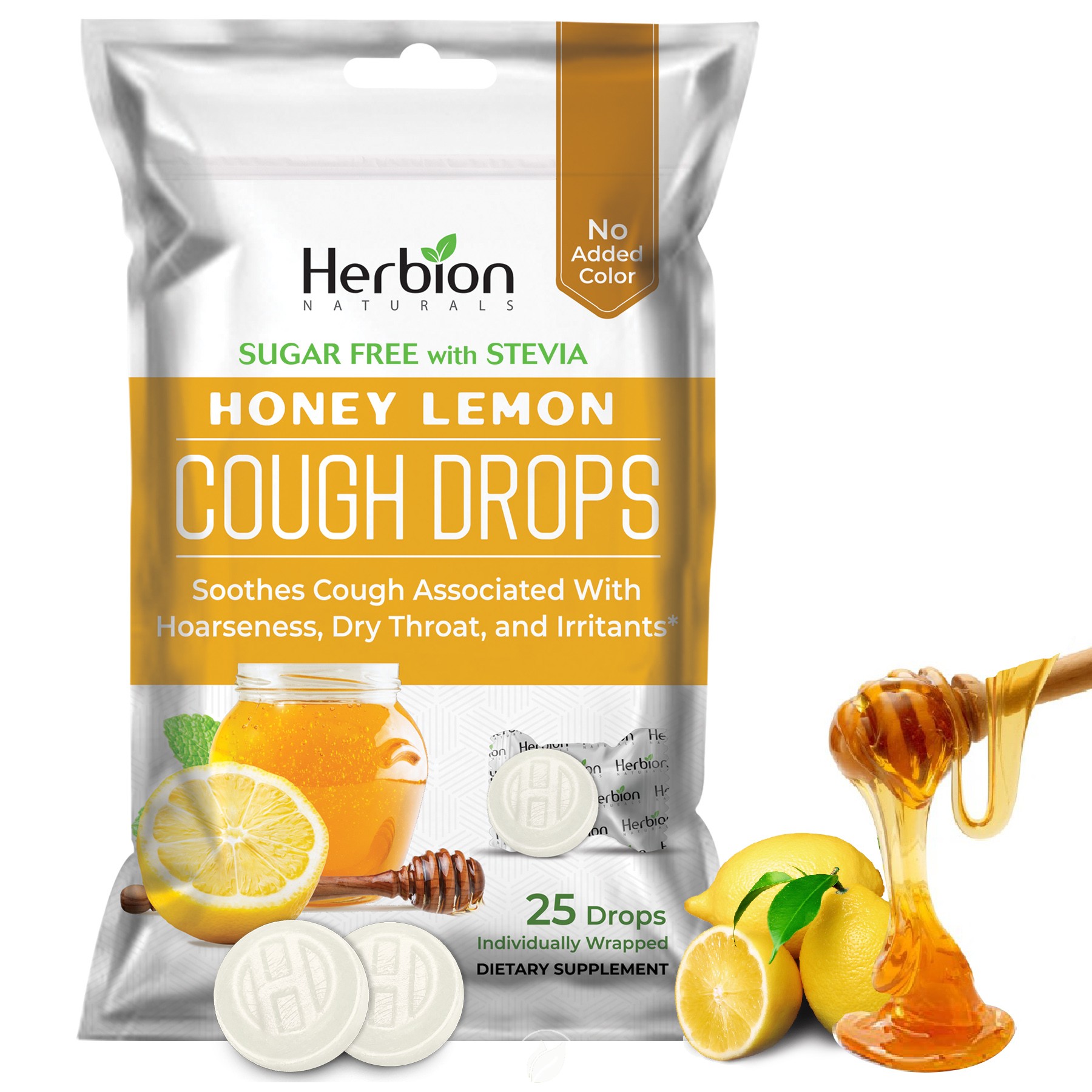 Herbion Sugar Free Cough Drops Honey Lemon 25Ct