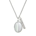 thumbnail image 1 of Delight Jewelry Silvertone Oval - Imitation Cat's Eye - White - Silvertone Forever Bar Charm Necklace, 23", 1 of 4