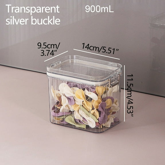 Airtight Food Storage Containers with Buckle Lids, 900ml Plastic Sealed Storage Box, Kitchen Food Storage Jars for Cereal, Flour, Dry Foods, Chip