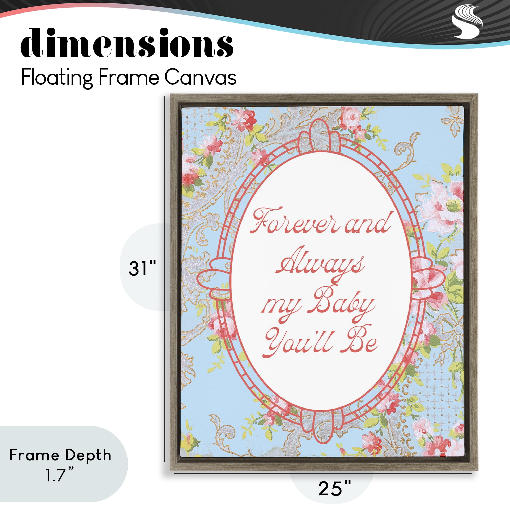 Stupell Industries Forever And Always My Baby Brown Framed Floater Canvas Wall Art, design by Lil' Rue