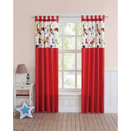 VCNY Home Big Believers Yeehaw Red Cowboy Inspired Kids Curtain Panel Pair