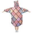 thumbnail image 2 of FORMRS Wearable Blanket Hoodie with Sleeves for Kids Cozy Flannel Sweatshirt, Pink Shimmering Pattern, 2 of 7