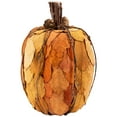 thumbnail image 4 of Fall Harvest Pumpkin with Layered Leaves and Pinecones - 9.75" - Orange and Brown, 4 of 7