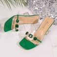 thumbnail image 5 of Xdegoge Womens Clear Heels Sandals Plus Size Open Toe Summer Beach Shoes Transparent Strap Dressy Slippers Strolling Walking Ladies Party Slides, 5 of 9