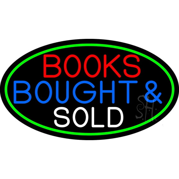 Red Books Bought And Sold LED Neon Sign 13 x 24 - inches, Black Square Cut Acrylic Backing, with Dimmer - Bright and Premium built indoor LED Neon Sign for Defence Force.