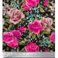 thumbnail image 1 of Soimoi Pink Georgette Viscose Fabric Leaves & Floral Printed Fabric 1 Yard 42 Inch Wide, 1 of 1