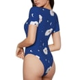 thumbnail image 3 of Daiia Moon Lamb print Women's Crew Neck Short Sleeve Bodysuit Fashion Tops Fit Casual Basic Extender Bodysuit-XX-Large, 3 of 9